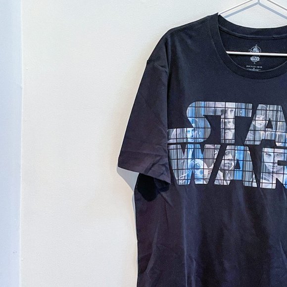 Disney Store Star Wars Lucasfilm Black Graphic Silver Lettering Tshirt Tee Sz XL - Picture 2 of 8